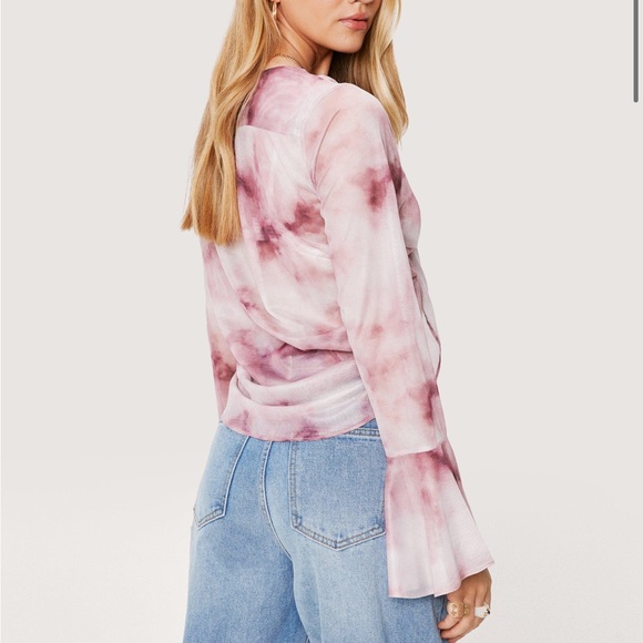 NASTY GAL | Tie dye plunge tie front blouse - Picture 5 of 9